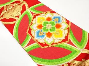 アンティーク　花七宝模様織出し袋帯（材料）